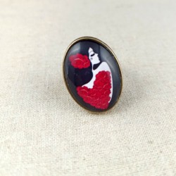 Bague cabochon I ♥ Flamenco