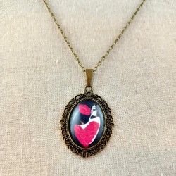 Collier cabochon I ♥ flamenco