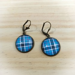 Boucles d'oreilles Tartan bleu
