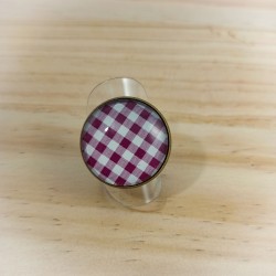 Bague Vichy lilas et blanc