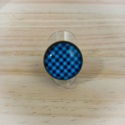 Bague Vichy bleu et noir