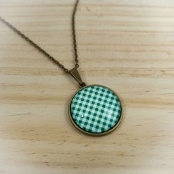 Collier Vichy vert et blanc