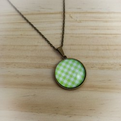 Collier Vichy vert anis et...