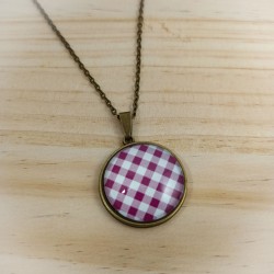 Collier Vichy lilas et blanc