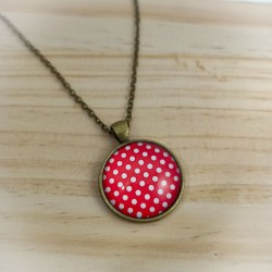 Collier Pois rose et blanc