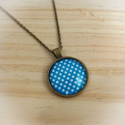 Collier Pois bleu et blanc