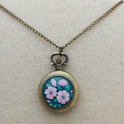 Sautoir montre Emerald Flowers