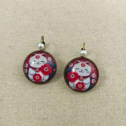 Boucles cabochons Maneki...