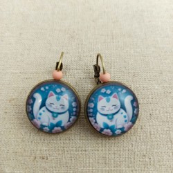 Boucles cabochons Maneki...