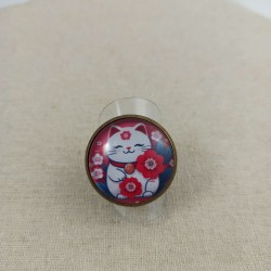 Bague cabochon Maneki Neko 2