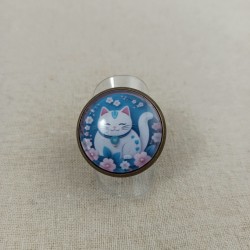 Bague cabochon Maneki Neko 3