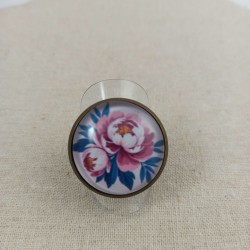 Bague cabochon Vintage Peony